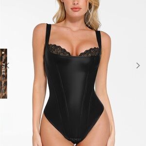 Sleek Black Lace Shapewear Bodysuit